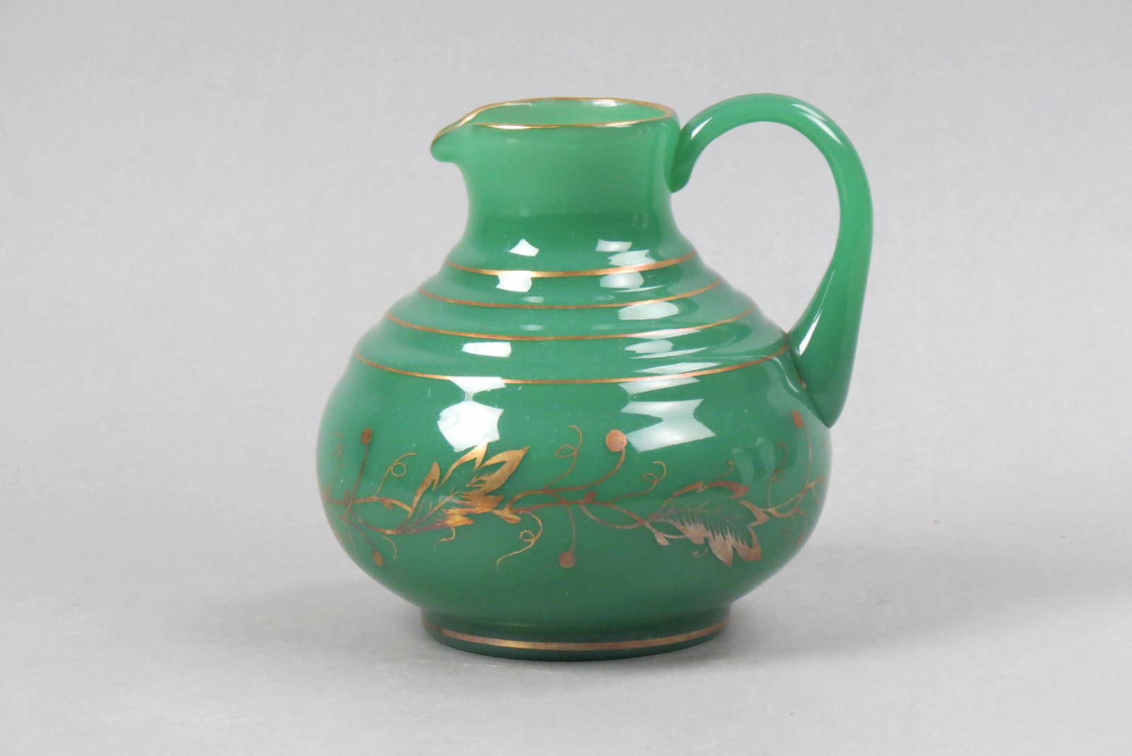 Jade Green Art Glass Pitcher, Auction