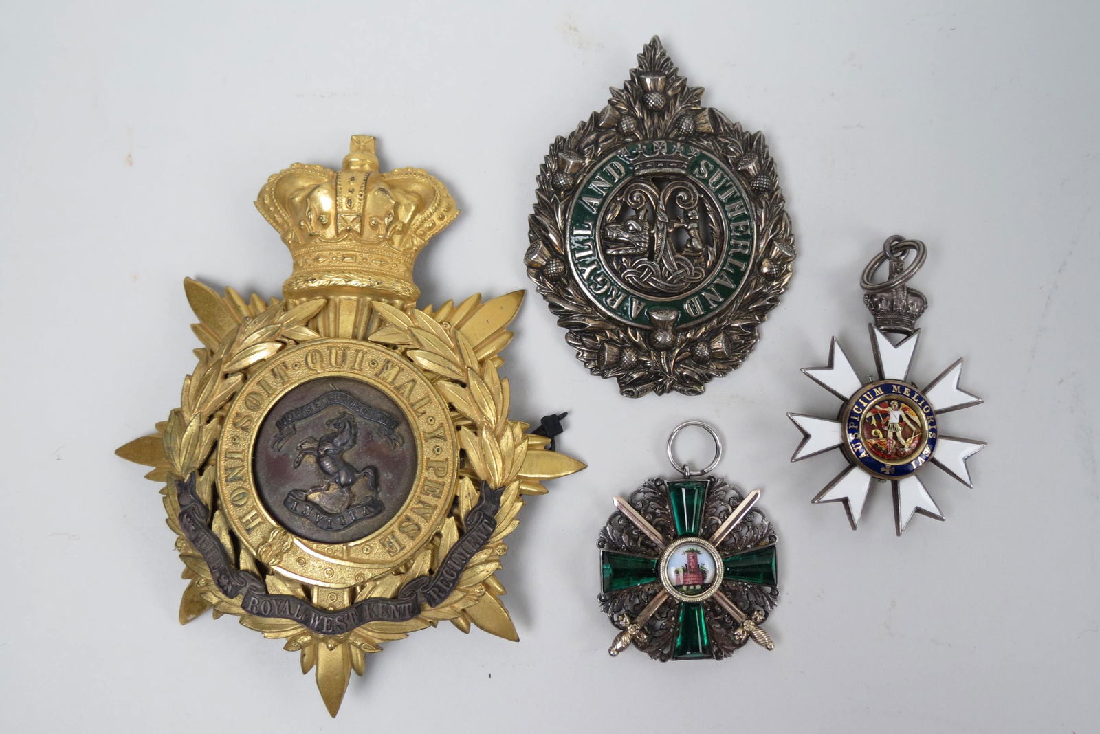 4 Military Medals including Enameled Silver & Gold (1 of 6)