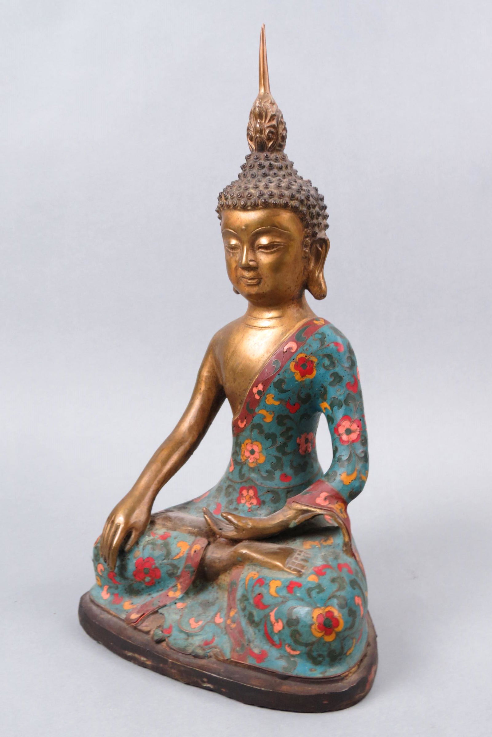 Chinese Bronze & Cloisonne Buddha Statue, (1 of 8)