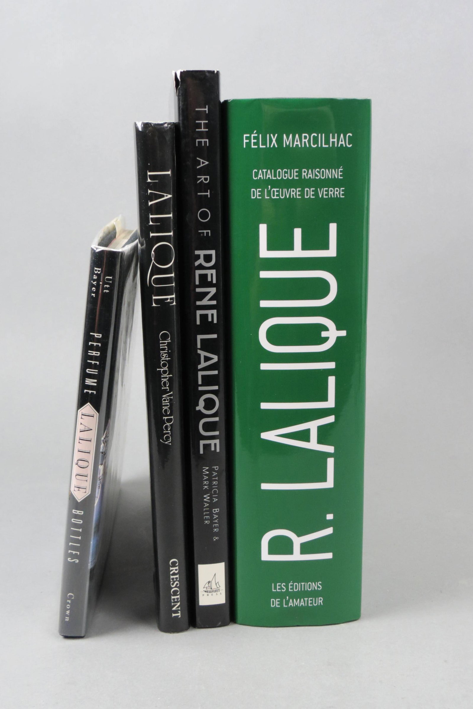 R. Lalique Books including Felix Marcilliac"s,: 2011, 1062 page edition with dust cover, 12 1/2" X 9 3/4", along with 3 others.