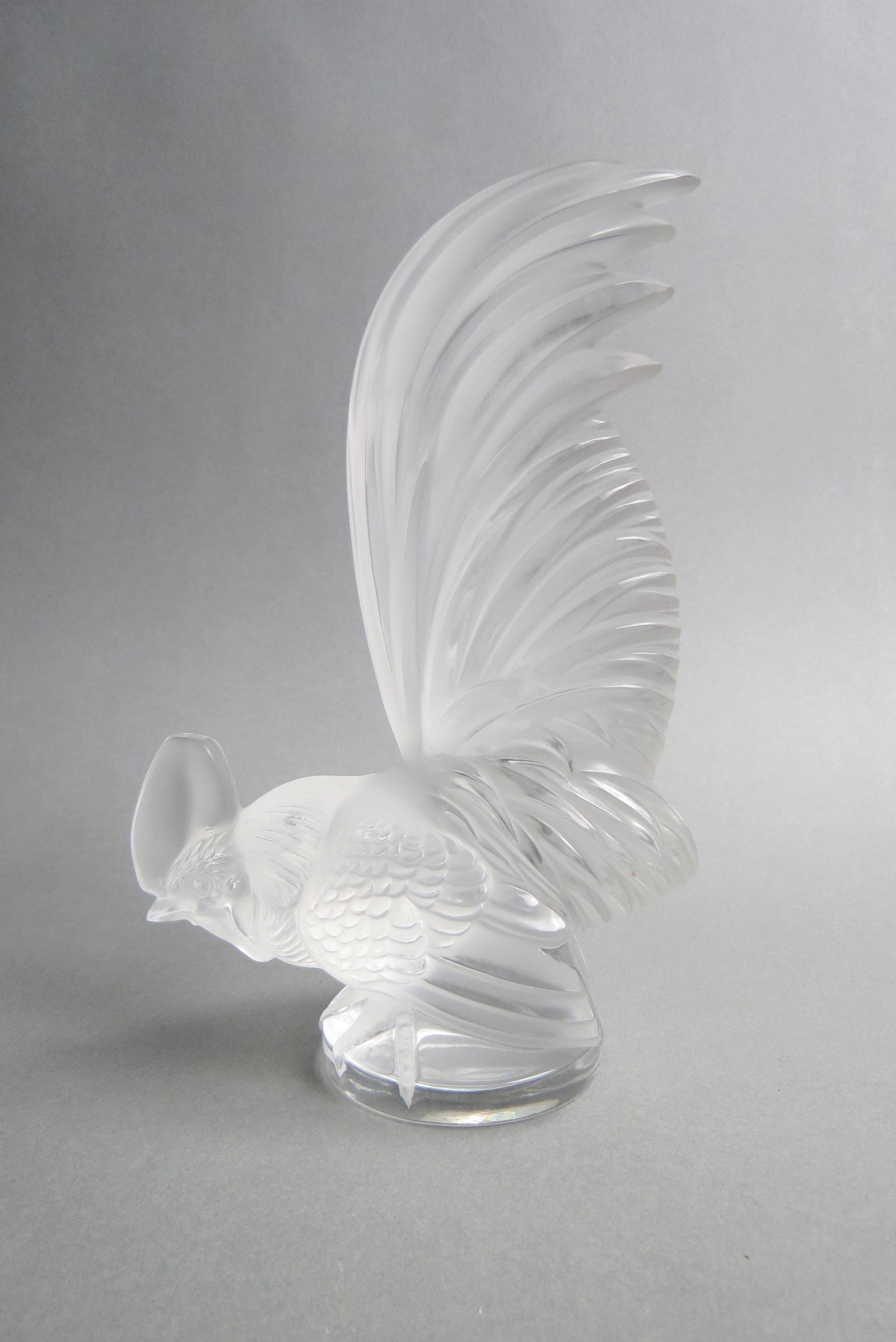 Lalique Crystal Rooster Car Mascot or Figurine, (1 of 5)