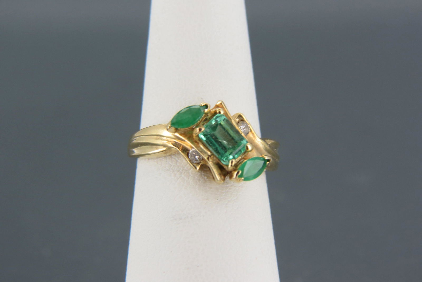 Emerald & Diamond 14K Gold Ring, (1 of 3)