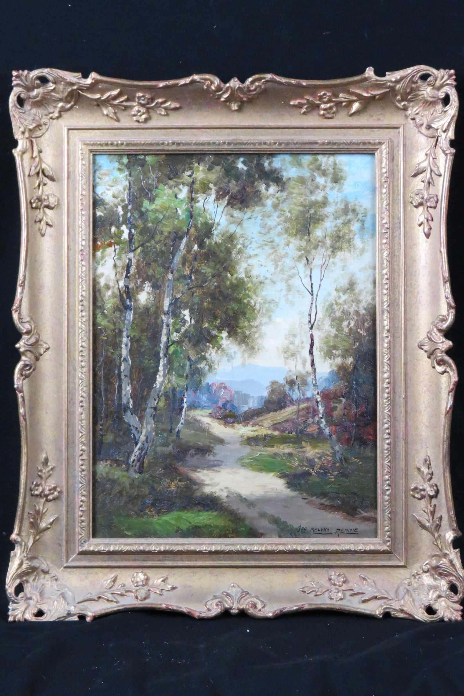George Melvin Rennie, oil, Path among Birches, (1 of 5)