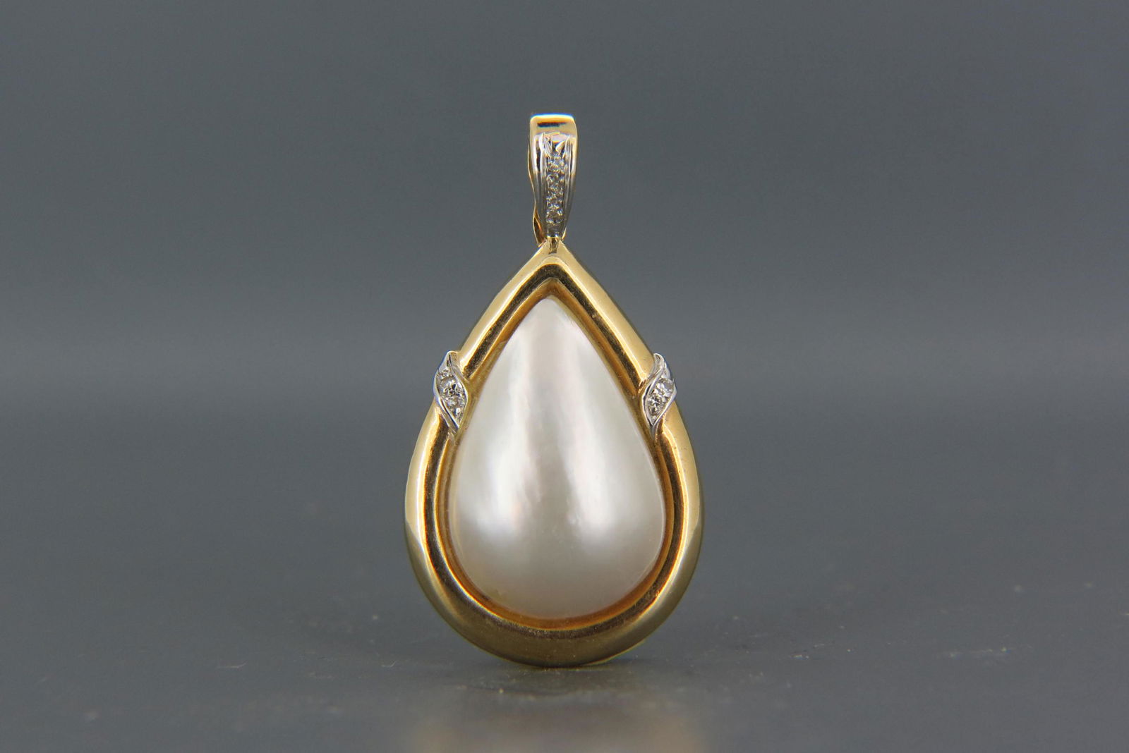 Diamond & Mabe Pearl 14K Gold Pendant, (1 of 4)