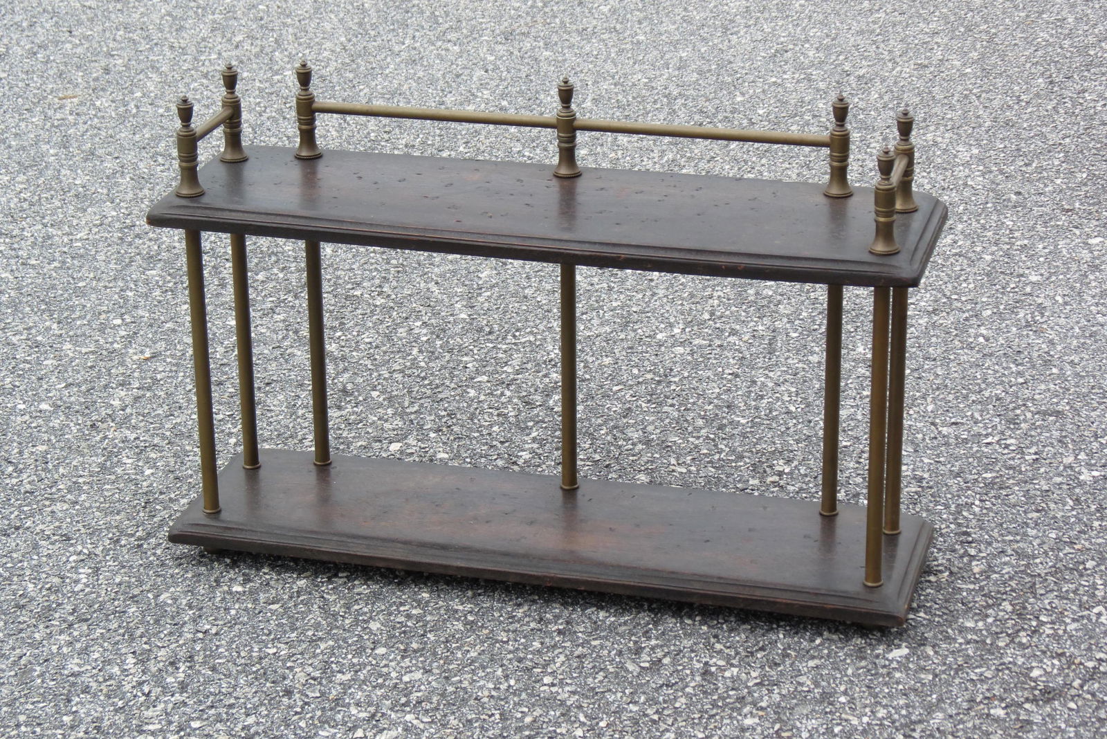 Brass & Wood Wall Display Shelf Unit, (1 of 3)