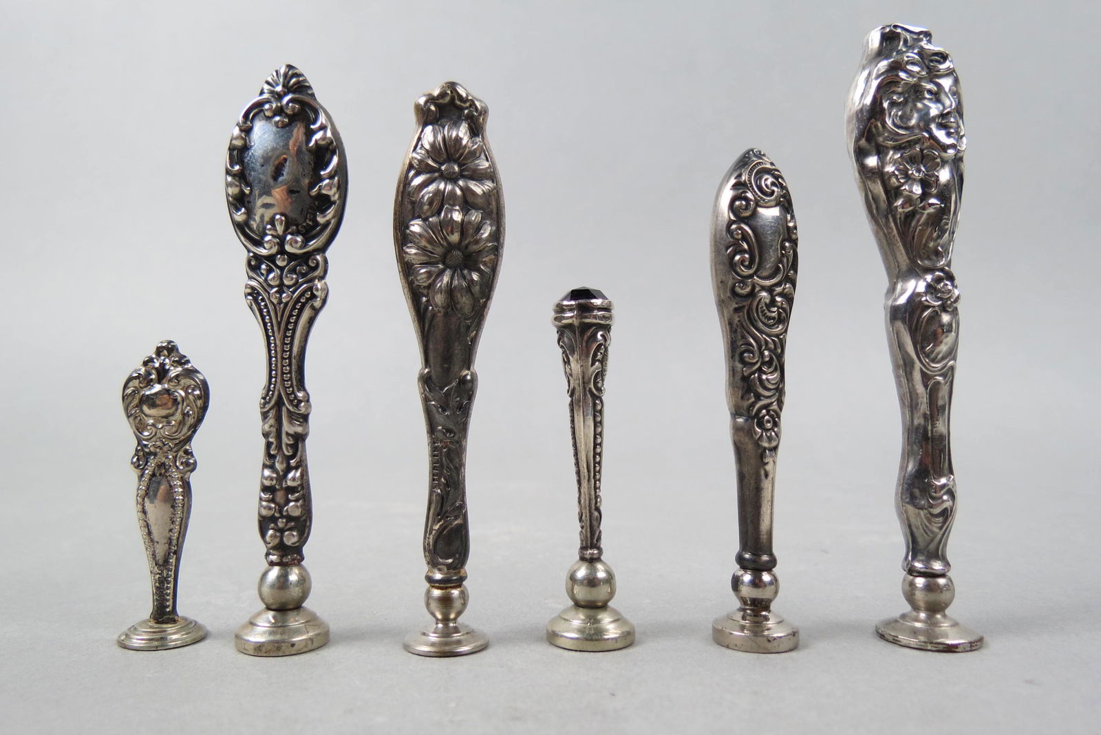 Collection of 6 Sterling Wax Seal Stamps, (1 of 2)