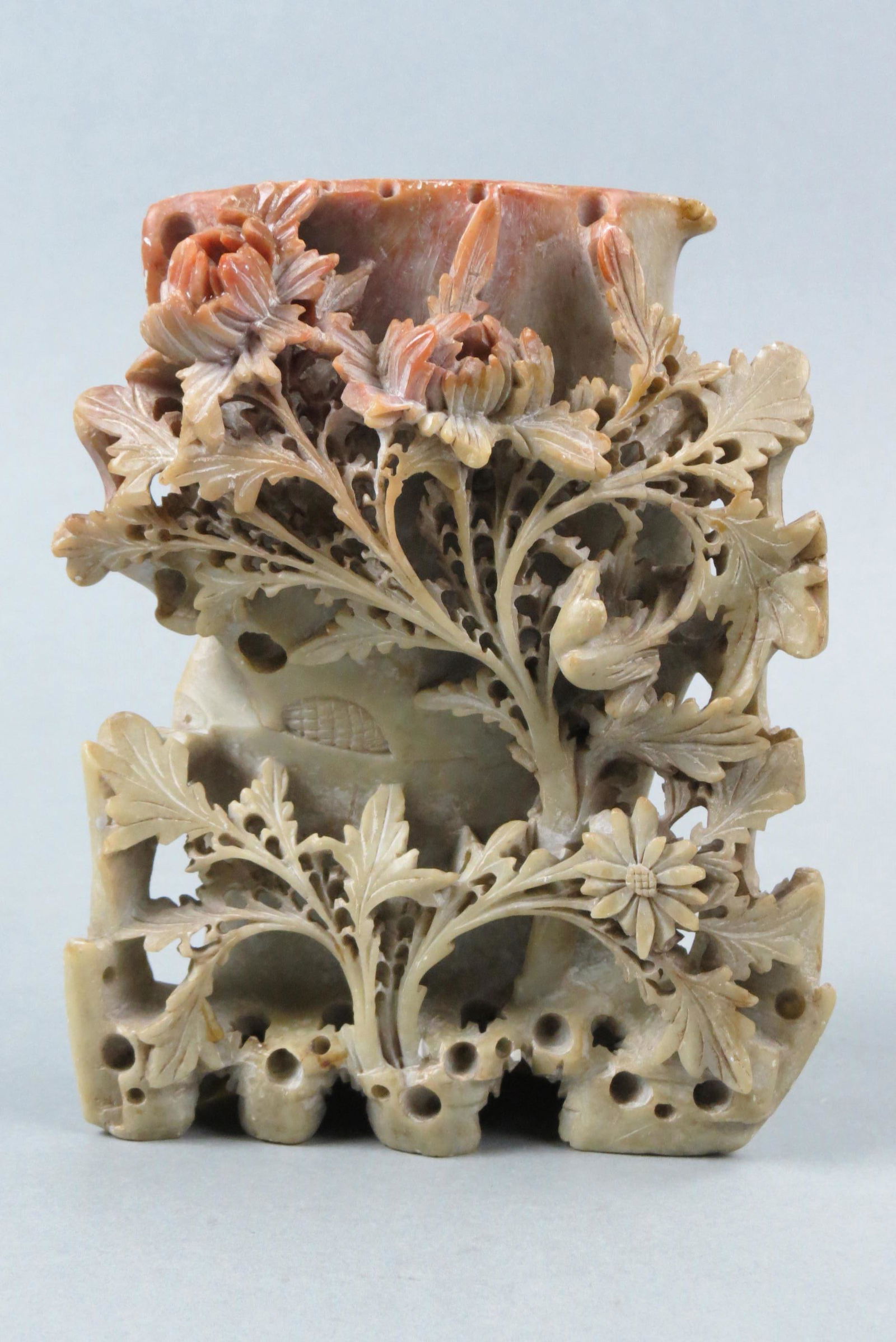 Chinese Carved Soapstone Vase, (1 of 5)