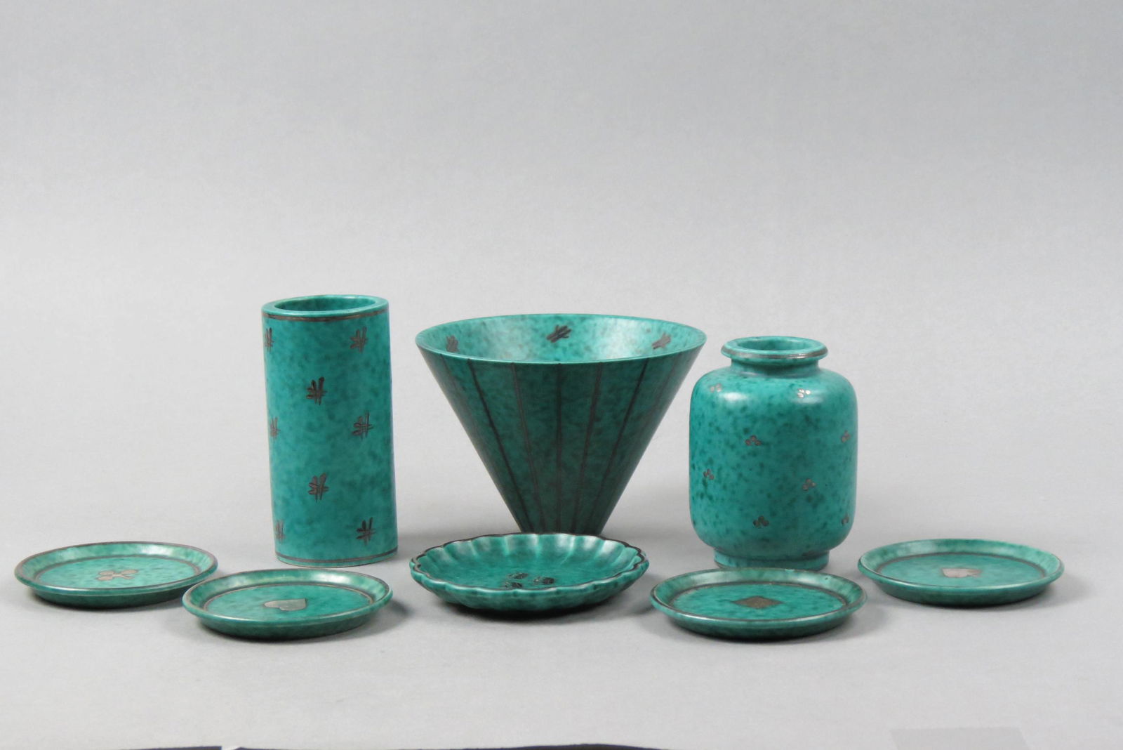 8 pcs. Gustavberg "Argenta" Swedish Pottery, (1 of 7)