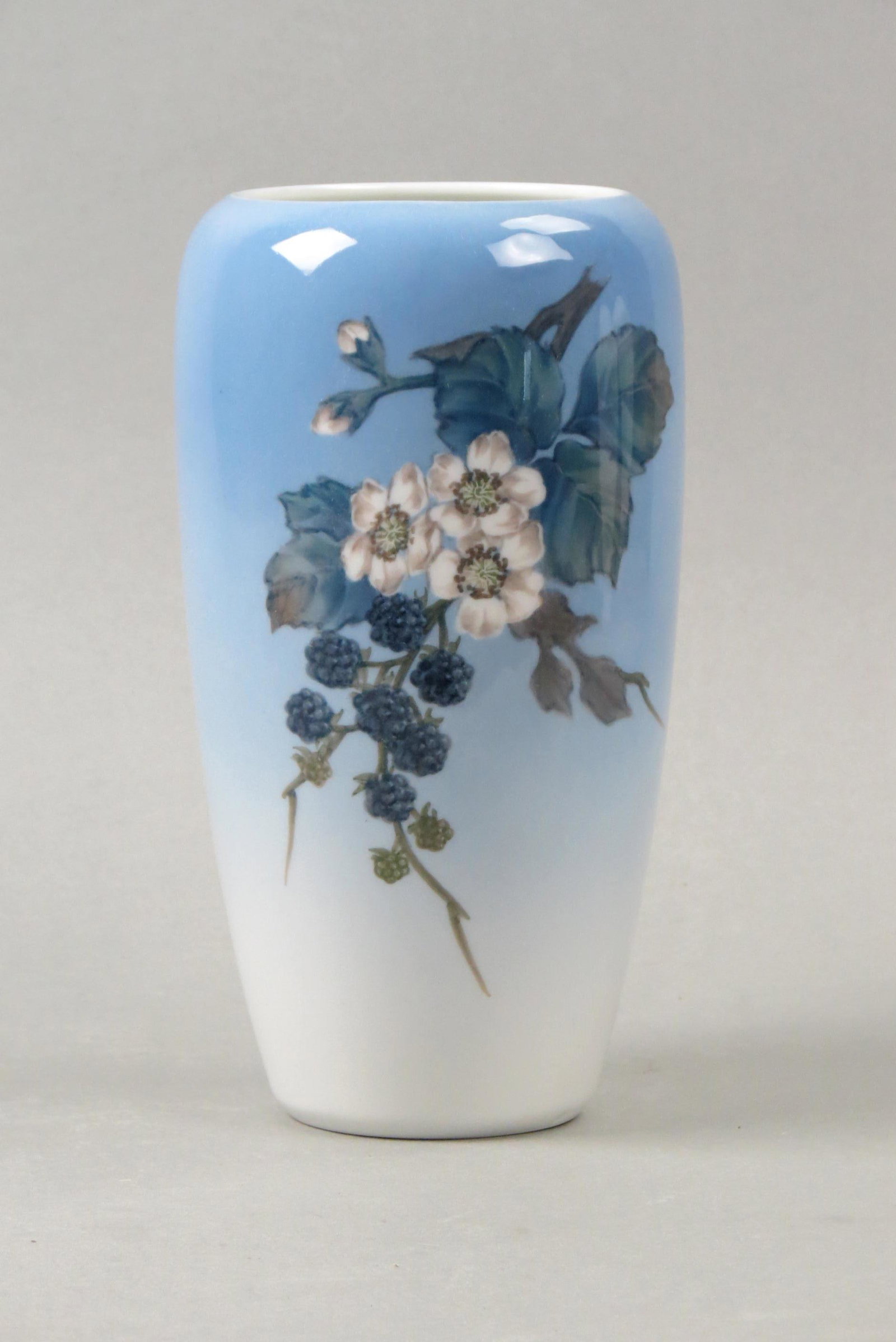 Royal Copenhagen Porcelain "Blackberry" Vase,: signed and numbered, 9 1/2", excellent.