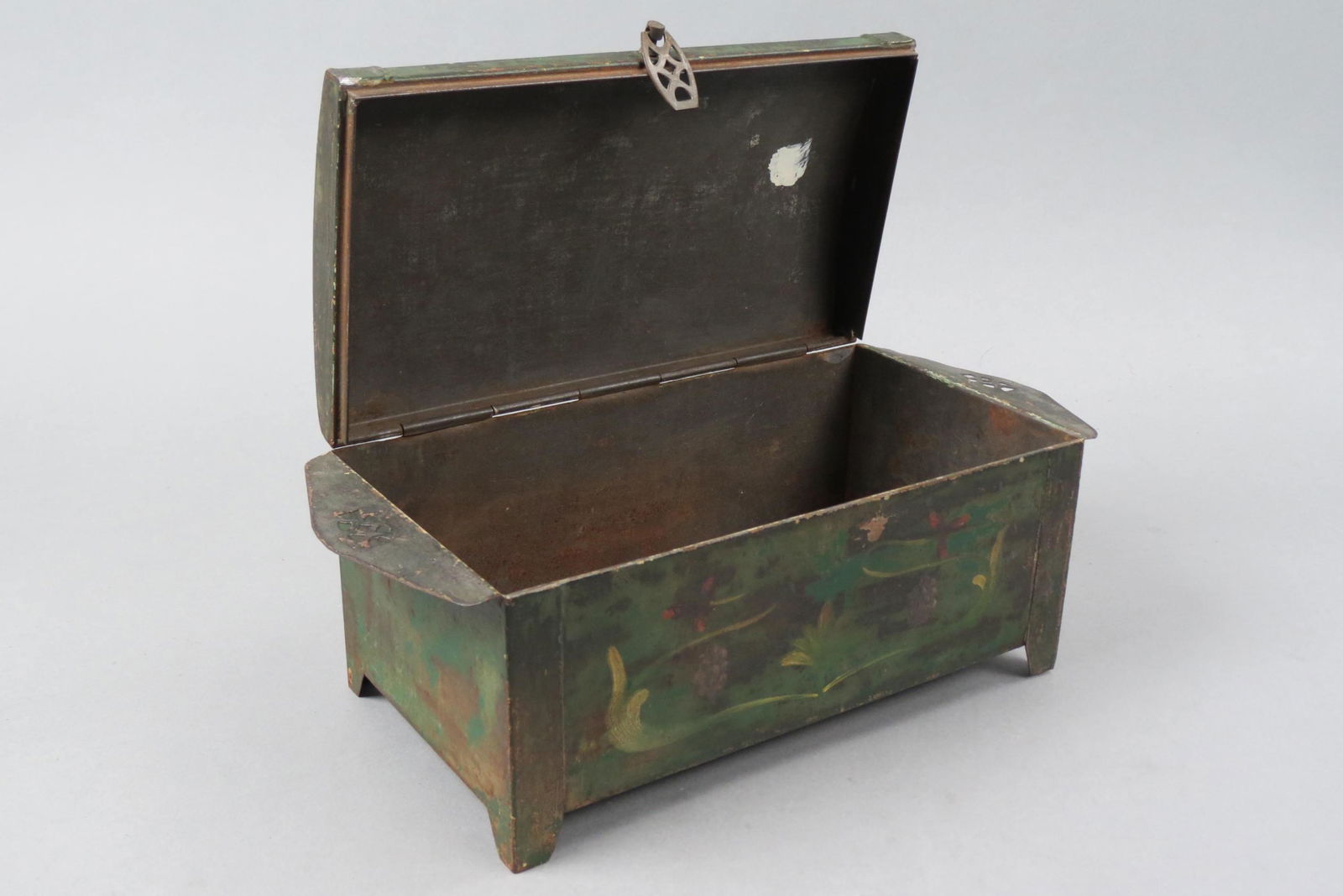Antique Tole Decorated Metal Box, (1 of 4)
