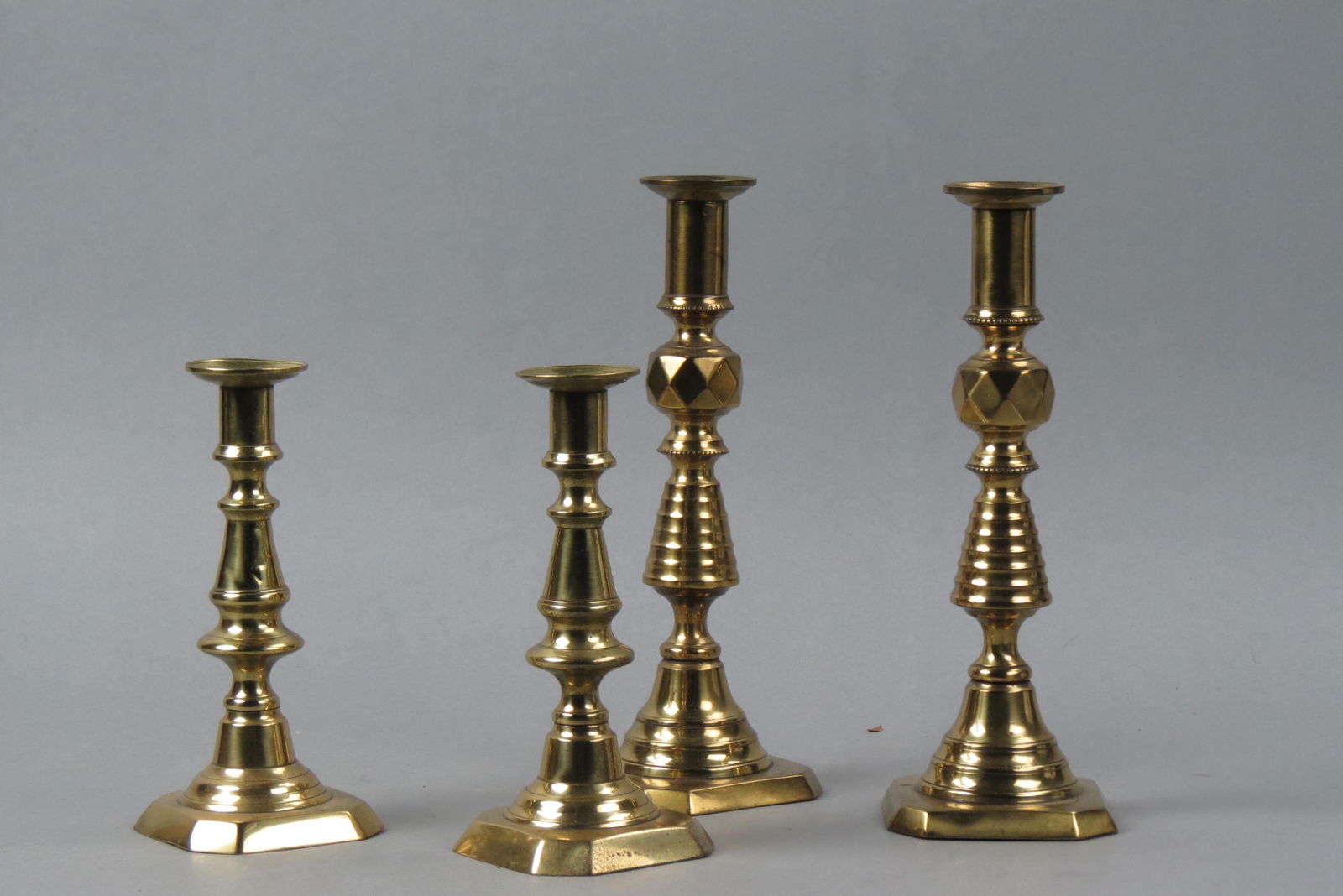 2 Pair of Antique Brass Candlesticks, (1 of 3)