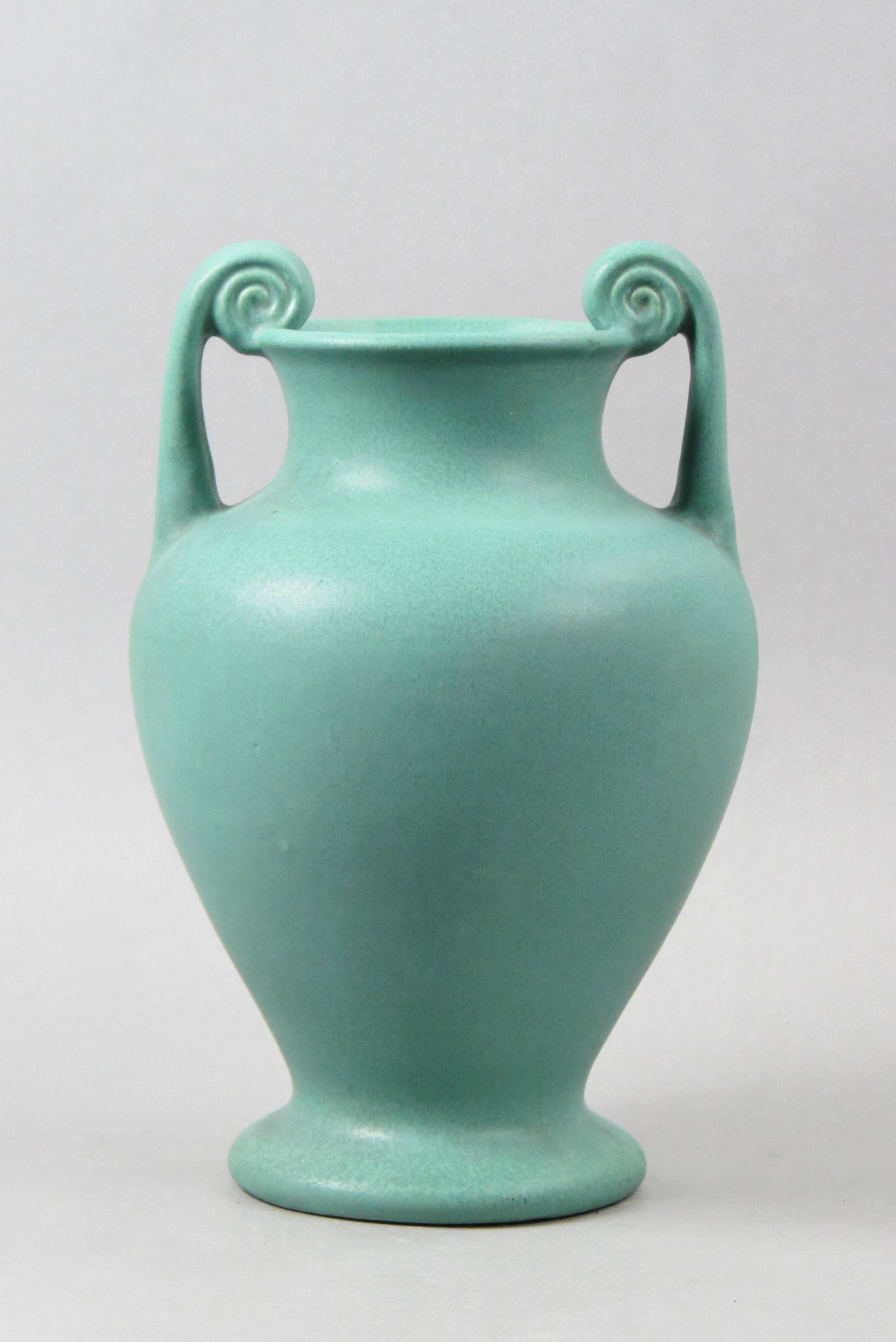 Arts and Crafts Pottery 12" Vase,: blue-green glaze, 12 1/2", #126, excellent.