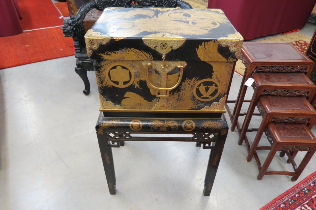 Fine Early Japanese Lacquerware Box or Chest on Stand, (1 of 7)