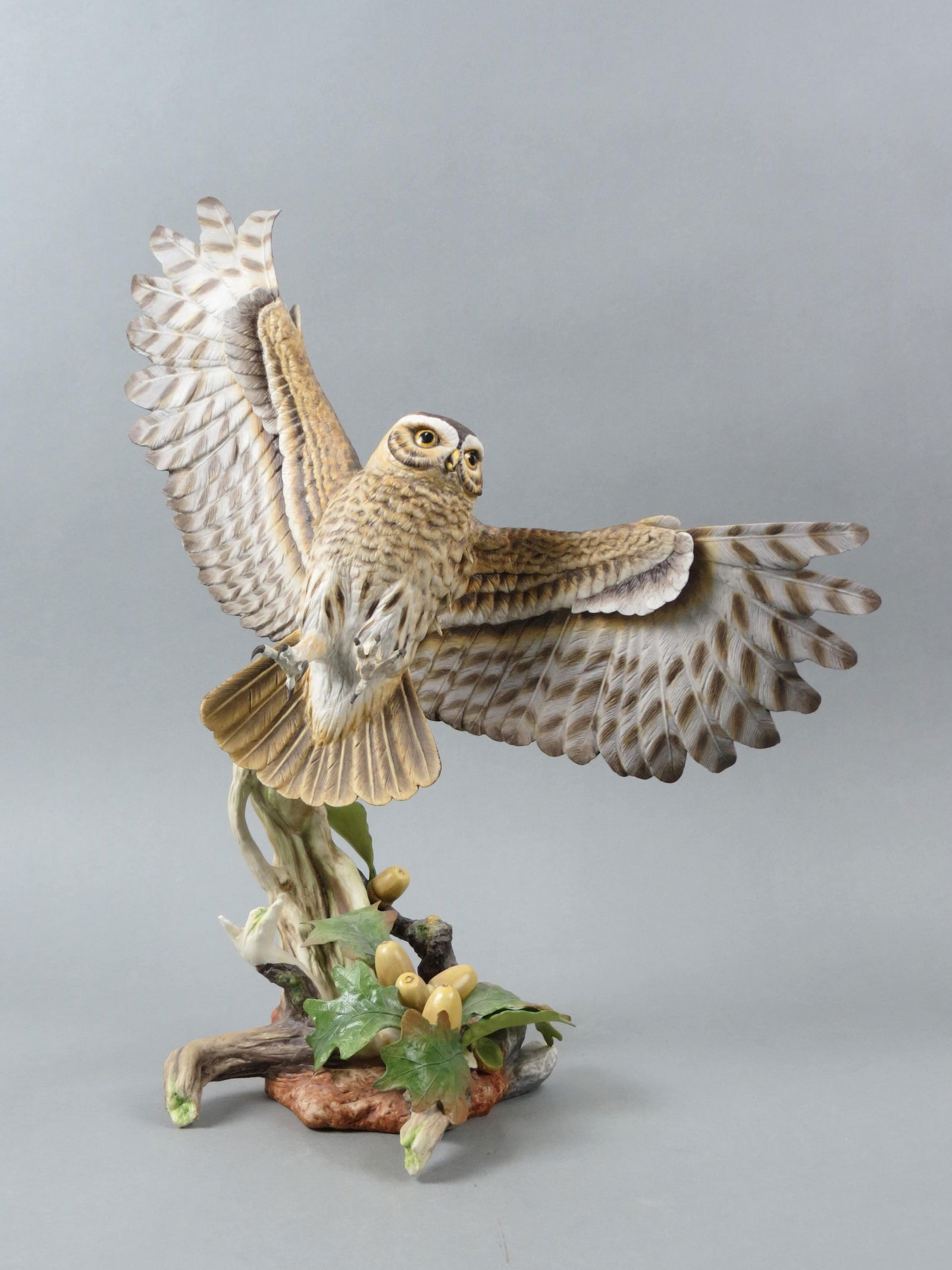 Boehm Porcelain Figurine "Little Owl with Oak", model #10166, #15 of limited edition, 1986, 17  1/2" (1 of 9)