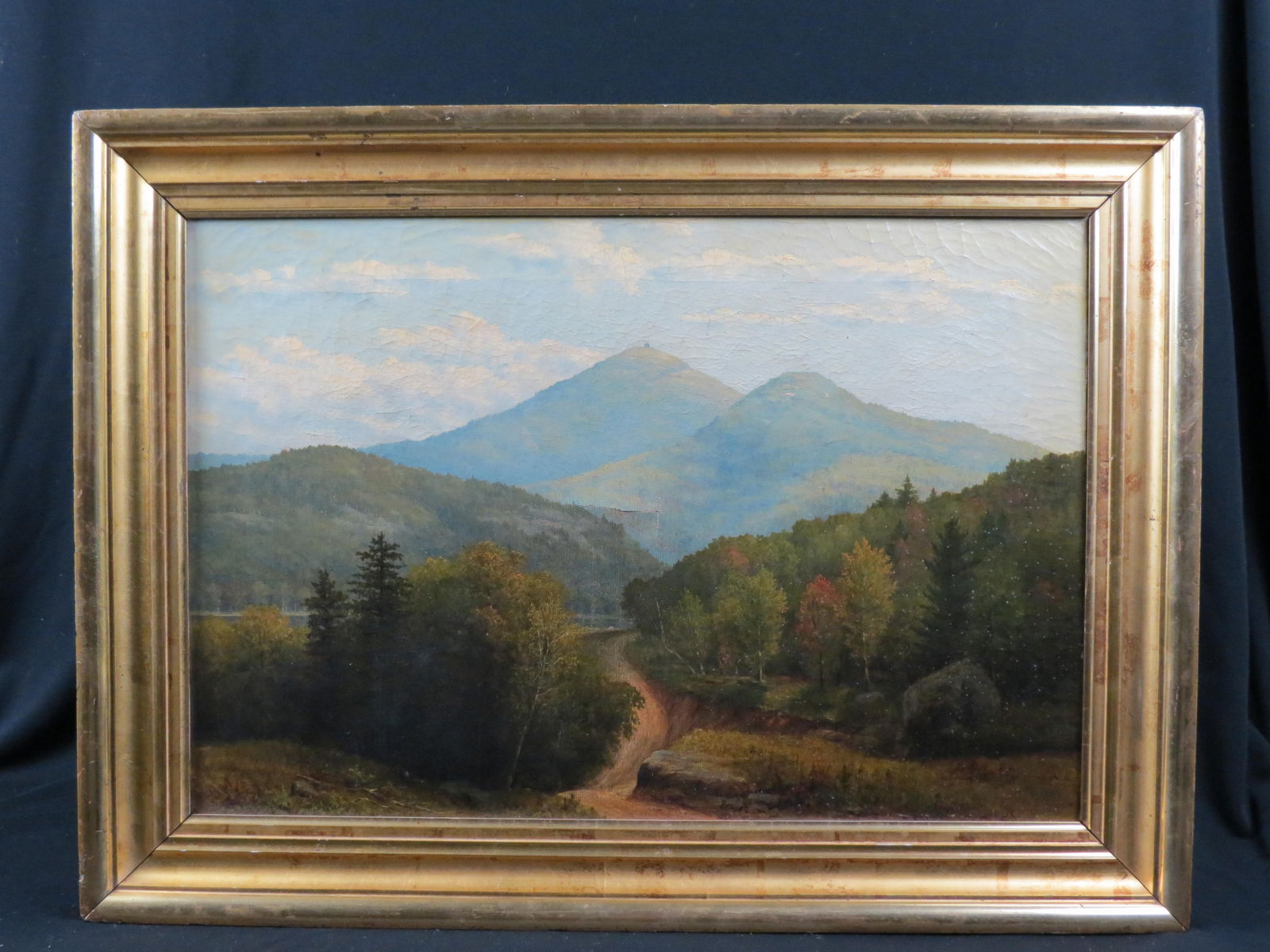 Charles C. Benham, oil, Adirondack landscape, on canvas, image area 18" X 26" plus frame, center (1 of 6)