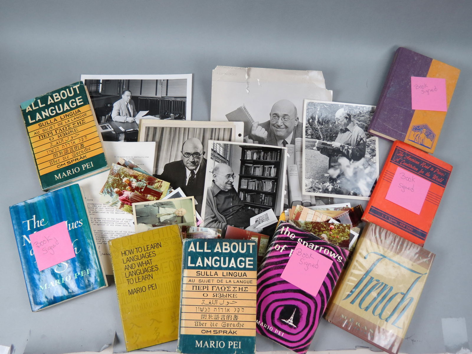 Edward Steichen Family Photographs & Books, all pertaining to Mario A. Pei, Dana's brother-in-law,: Edward Steichen Family Photographs & Books, all pertaining to Mario A. Pei, Dana's brother-in-law, an author of many books, 8 included here, 4 autographed, these come from the estate of his niece Opal