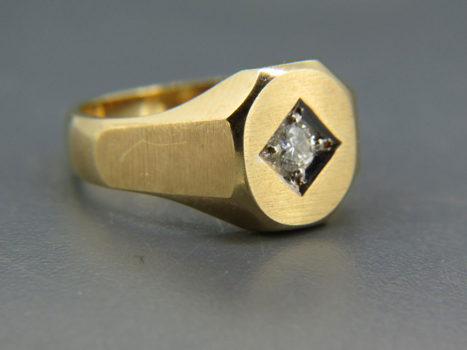 Men's Diamond 14k Gold Ring, round brilliant diamond weighing .25 carat, 14k  yellow gold, high (1 of 7)