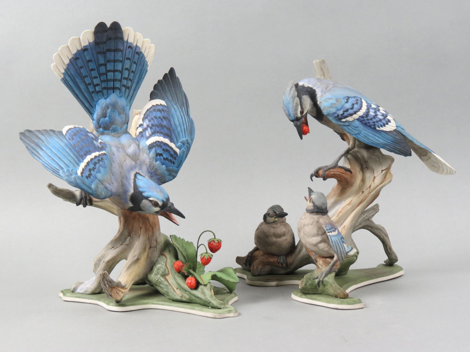 Pair of Boehm Porcelain Figurines "Blue Jays", #466, male and female, limited edition, 12" tall, (1 of 11)