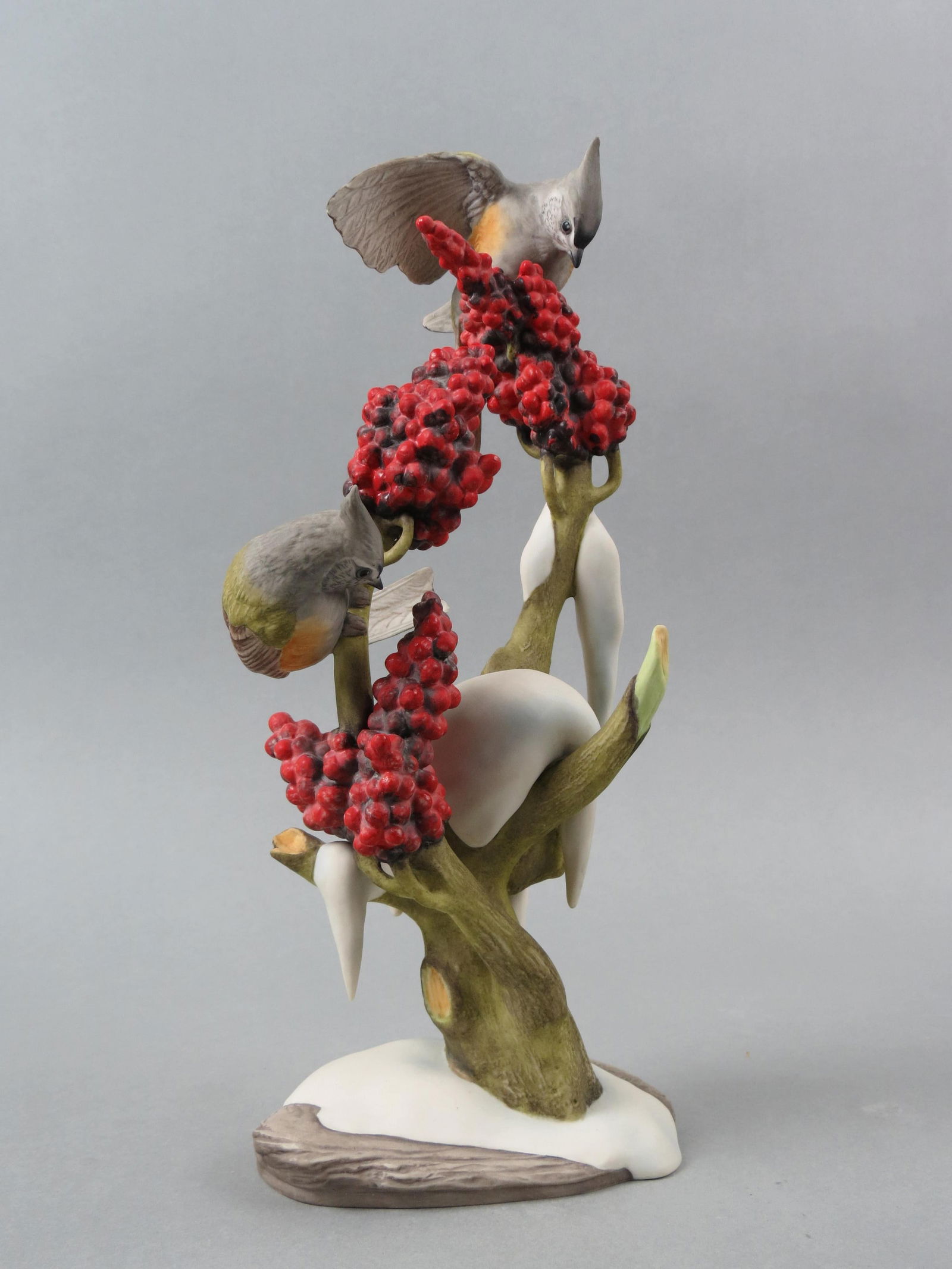 Boehm Porcelain Figurine "Tufted Titmice", #482, limited edition, 13" tall.: Boehm Porcelain Figurine "Tufted Titmice", #482, limited edition, 13" tall....Founded as E.M. Boehm Studios by Edward Marshall Boehm (1913â€“1969) in 1950, the company is best known for its porce