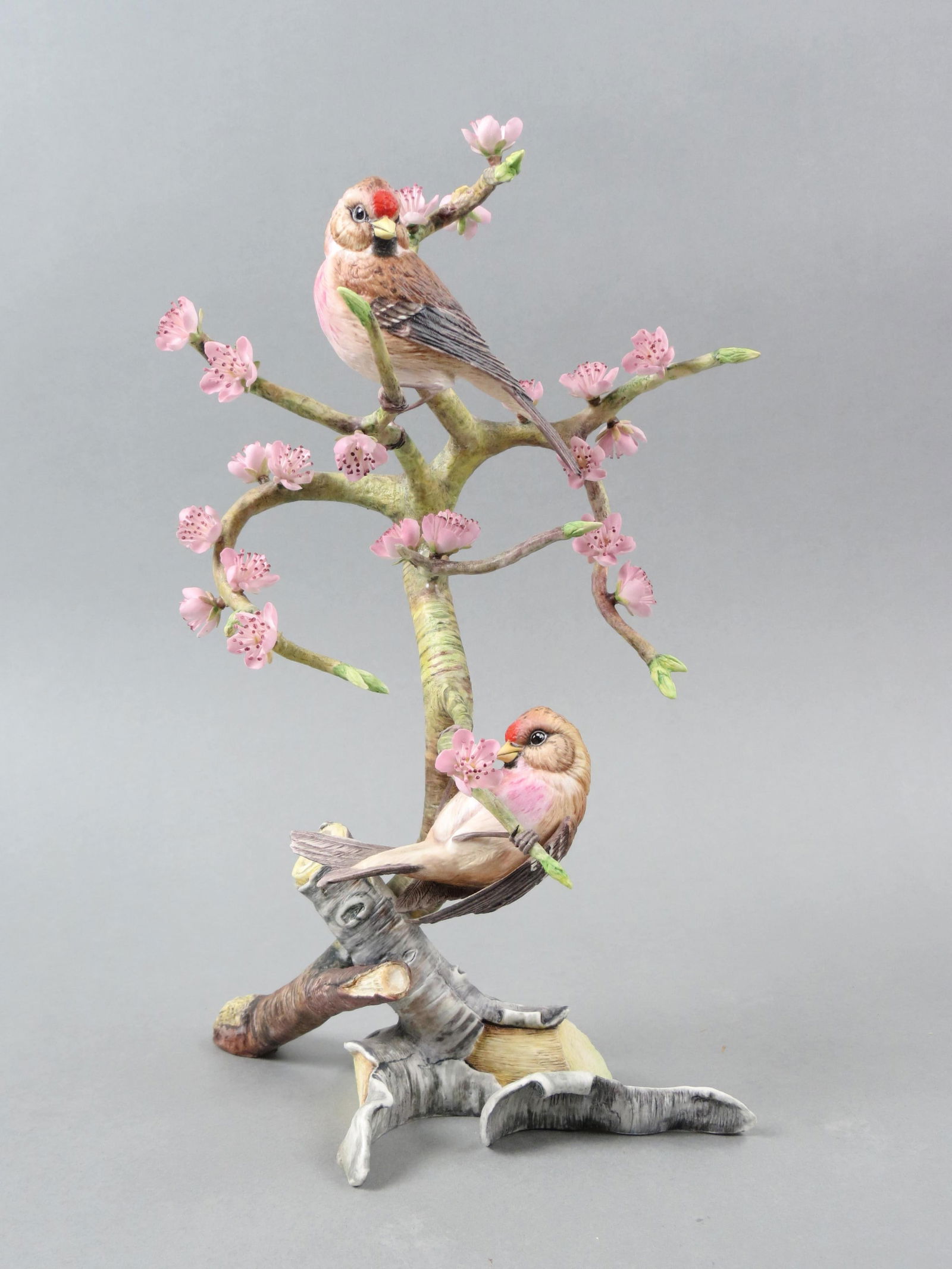 Connoisseur Porcelain Birds "Redpolis with Apple Blossom", #6 in limited edition of 50, circa 1984, (1 of 6)