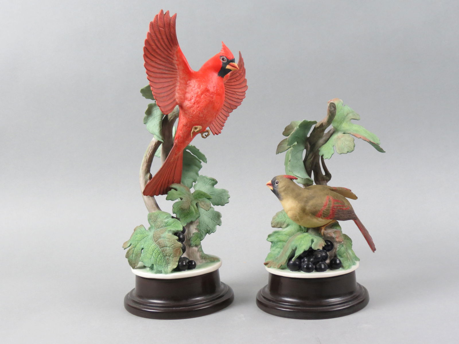 Pair of Boehm Porcelain Figurines "Cardinals", male and female, #415-E, 15" X 8" and 10" X 8". (1 of 7)