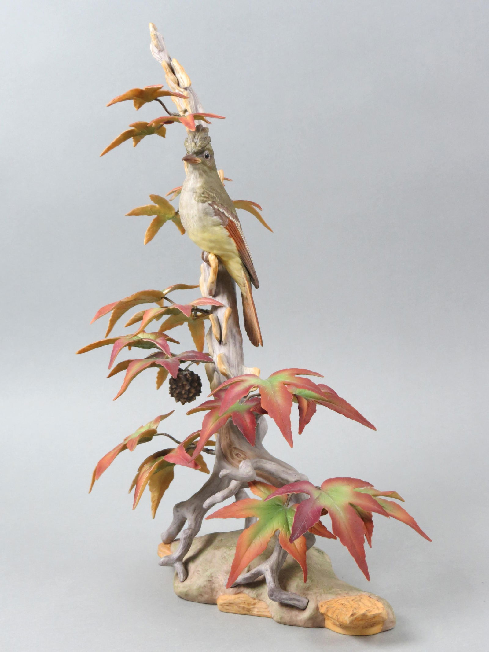 Boehm Porcelain Figurine "Crested Flycatcher", #468-J, 19 1/2" tall, 15" wide. (1 of 5)