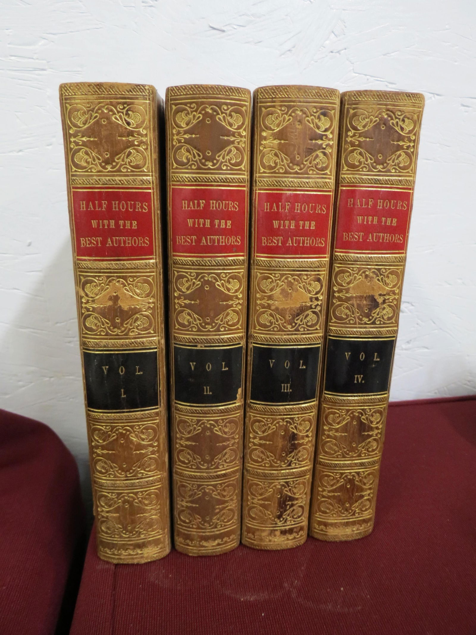 4 Volumes "Half Hours with Best Authors", 1867, by Charles Knight, 4th edition, 1867, 5" x 7 1/4". (1 of 3)