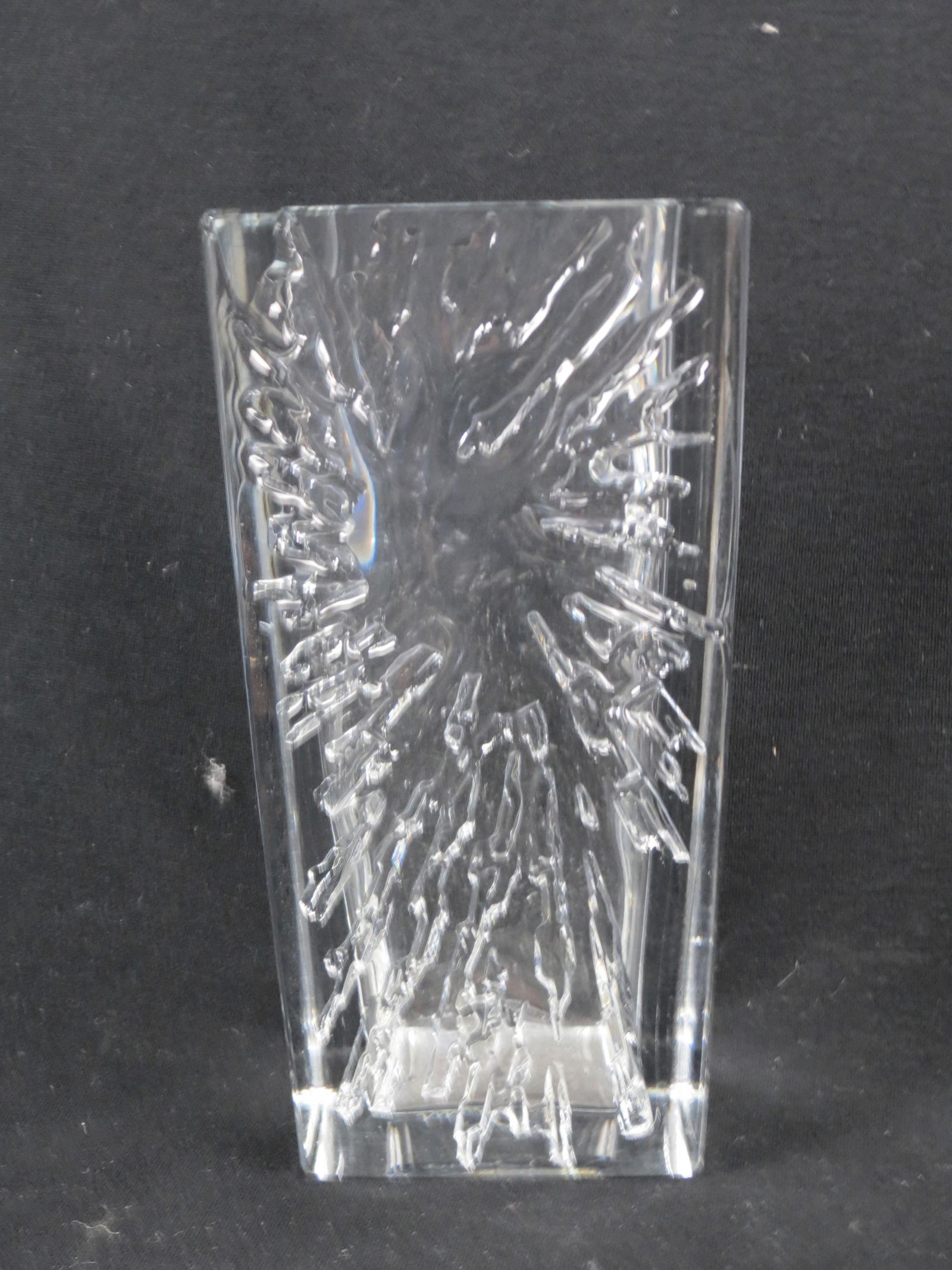 Daum Crystal Vase, cut bursting star style design, 10" tall, signed,  excellent. (1 of 6)