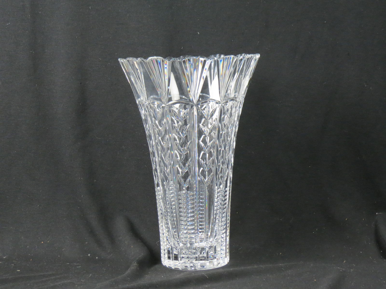 Waterford Cut Crystal Vase "New Orleans", 14" tall, 9" diameter at top, signed, excellent,  with (1 of 6)