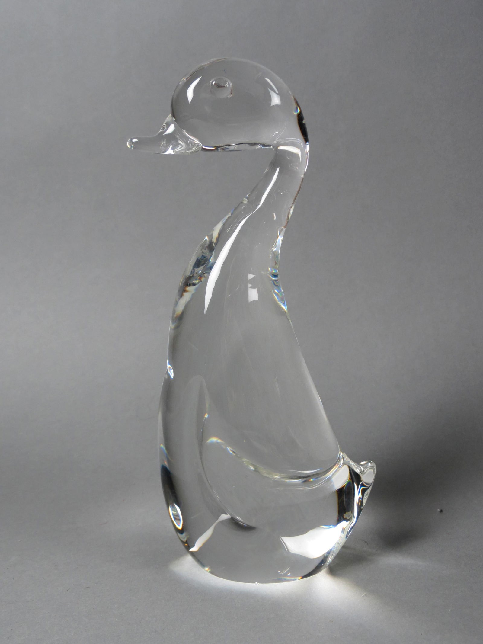 Steuben Crystal Figurine of a Duck, 8 1/4", signed. (1 of 4)