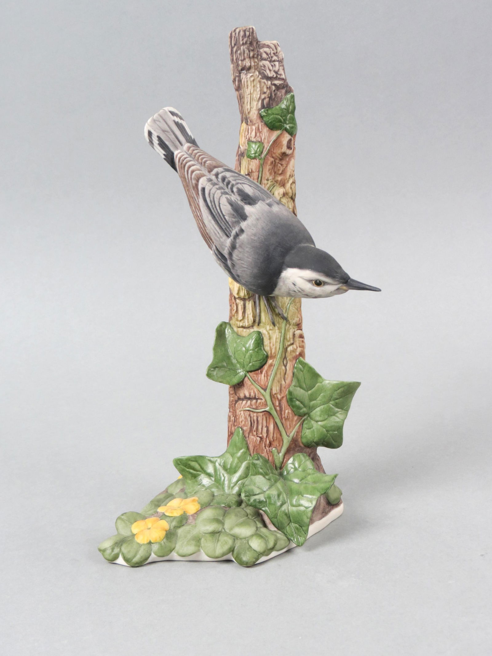 Boehm Porcelain Figurine "Nuthaten", #469-5, limited edition, 10 1/2" tall.: Boehm Porcelain Figurine "Nuthaten", #469-5, limited edition, 10 1/2" tall.....Founded as E.M. Boehm Studios by Edward Marshall Boehm (1913â€“1969) in 1950, the company is best known for its porc