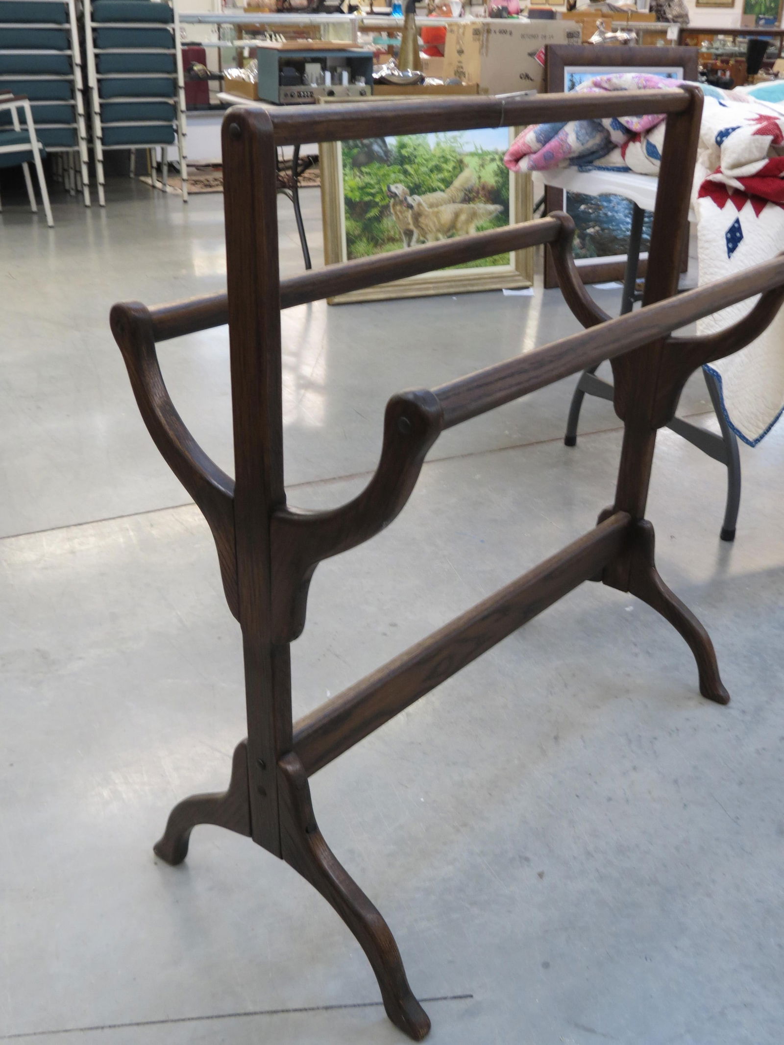 Antique Oak Quilt Rack, 34" wide, 38" tall. (1 of 3)