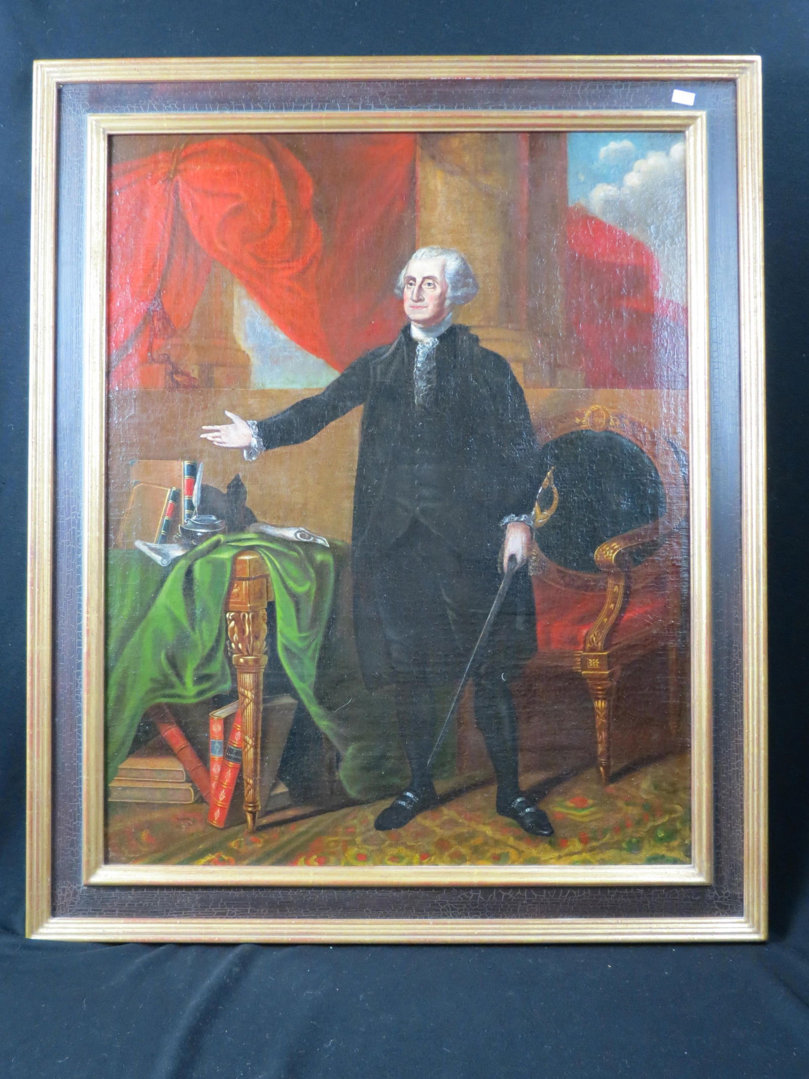 Fine Oil Painting of George Washington, after Gilbert Stuart, on canvas, image area 24"  X30" plus (1 of 5)