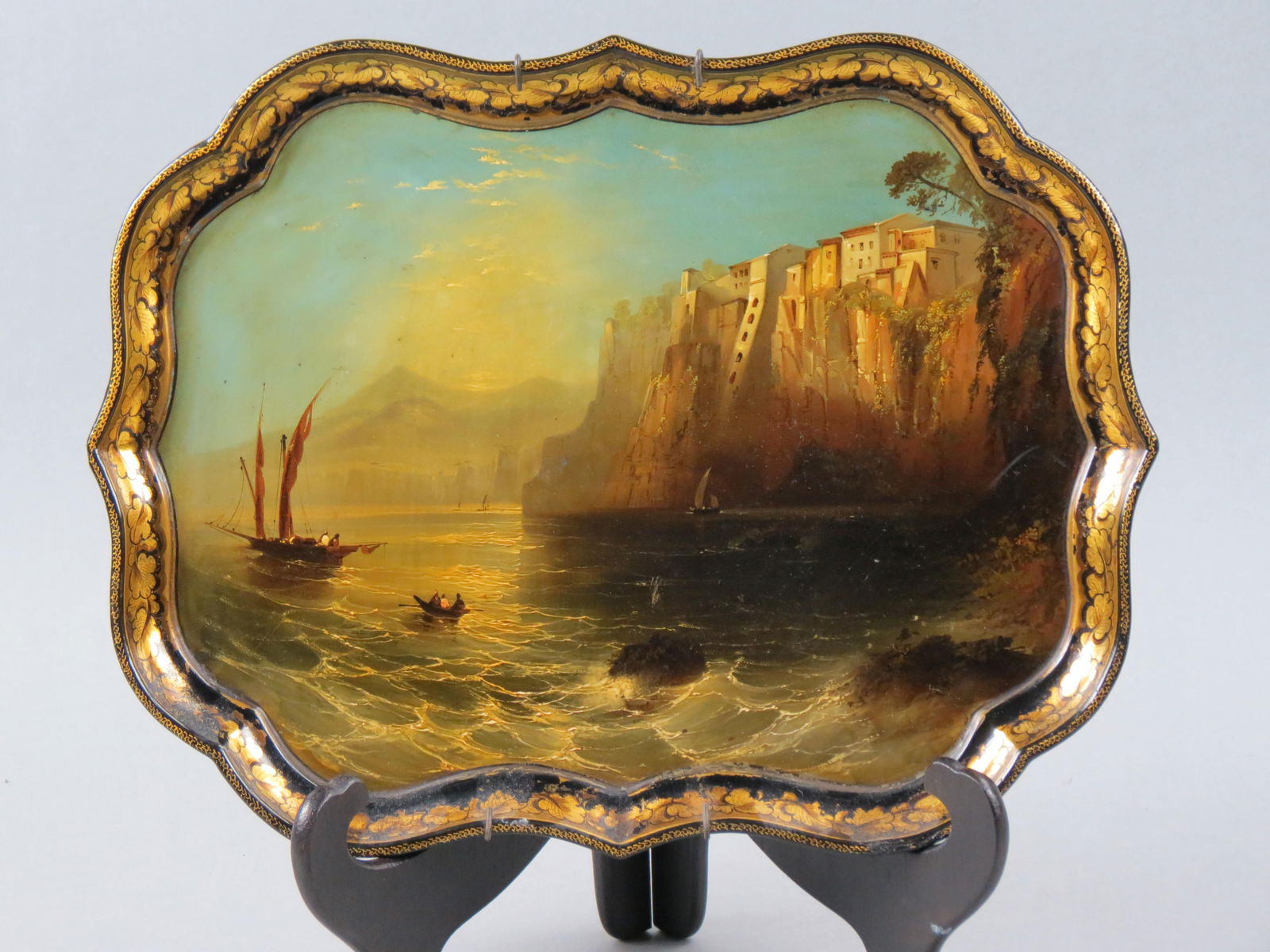 Fine Lacquerware Tray " Sorrento,", the birthpace of Tasso, marked B. Walton & Co.,  finely hand (1 of 4)