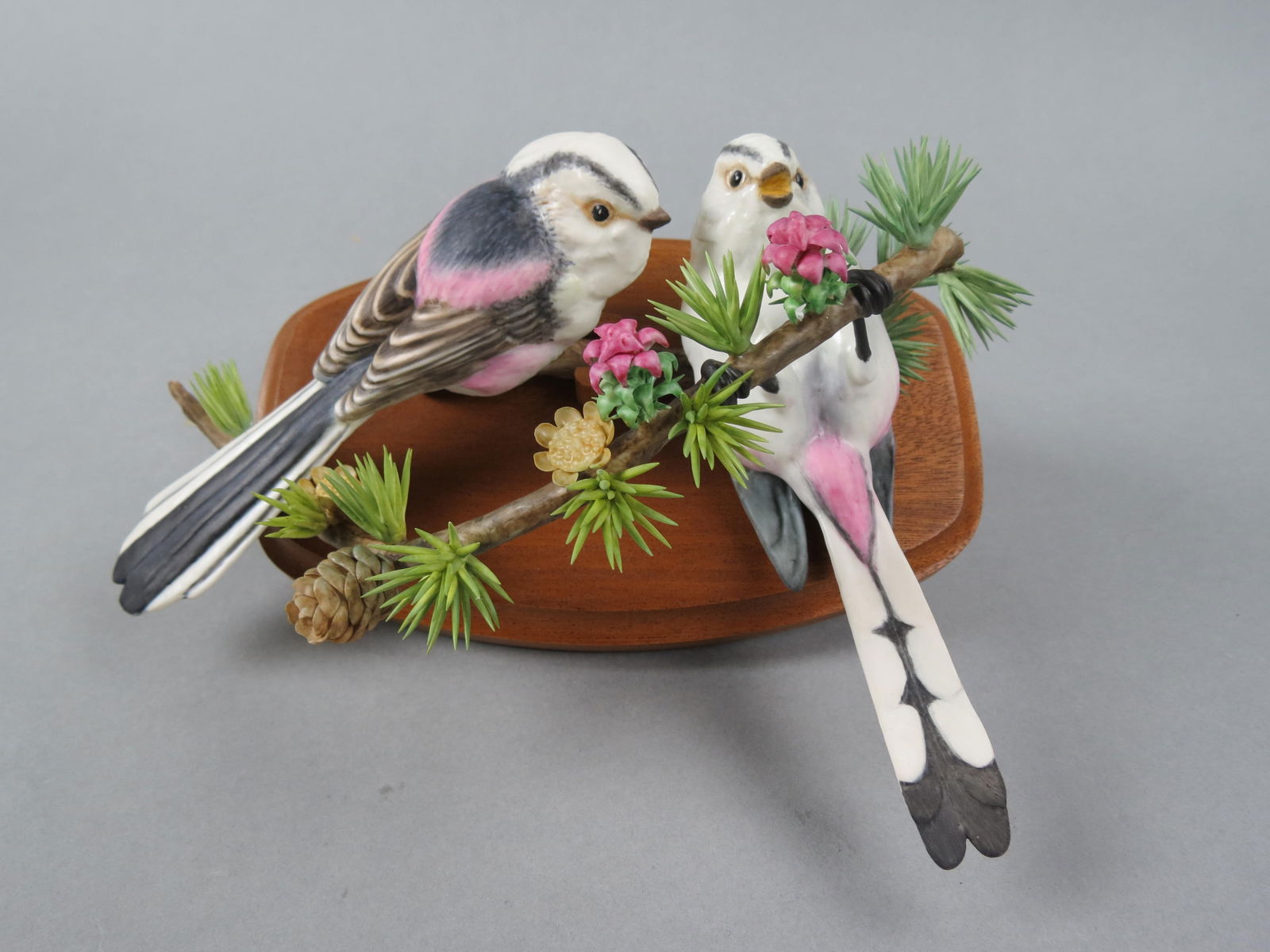 Royal Worcester Bird Figurine by Dorothy Doughty, "Long Tailed Tits and Larch", issued in 1980, #27, (1 of 4)