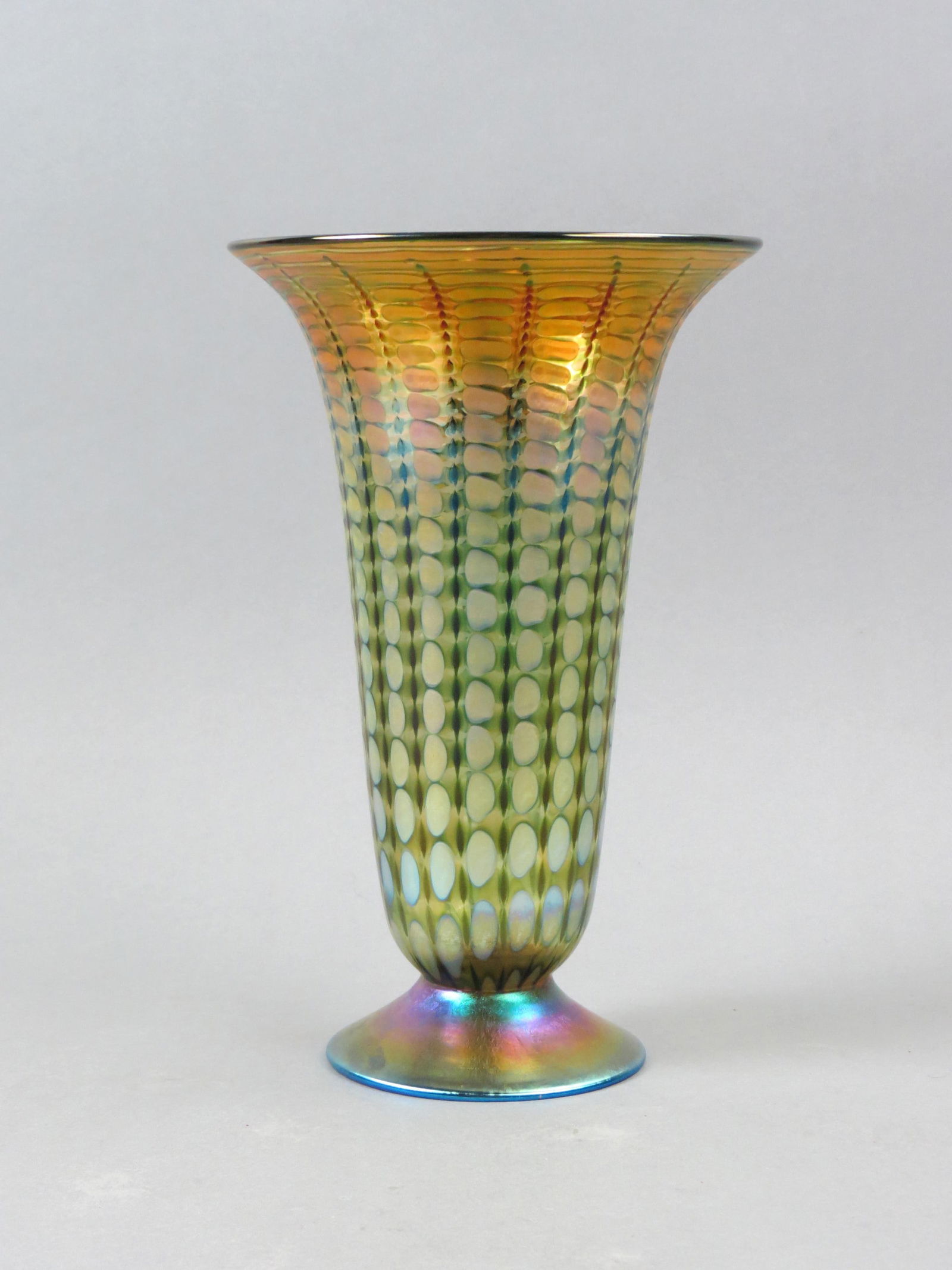 Lundberg Studios Art Glass Vase, maize style design with golden iridescent finish,  signed and dated (1 of 6)