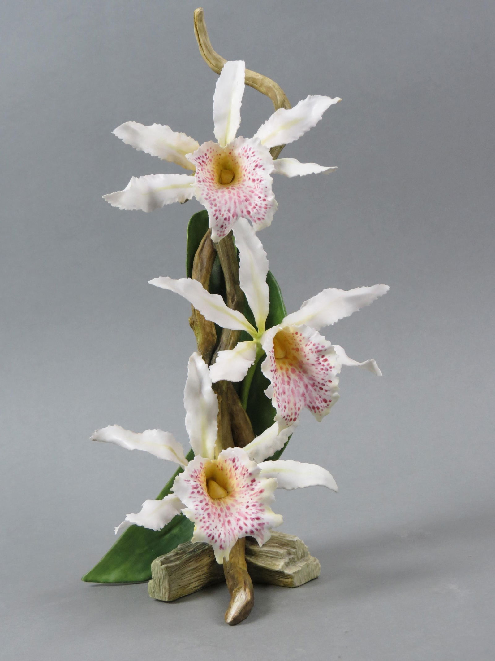 Connoisseur China Figurine "Lady Love" Orchids, 1990, 14" tall, 8" wide, excellent. (1 of 6)