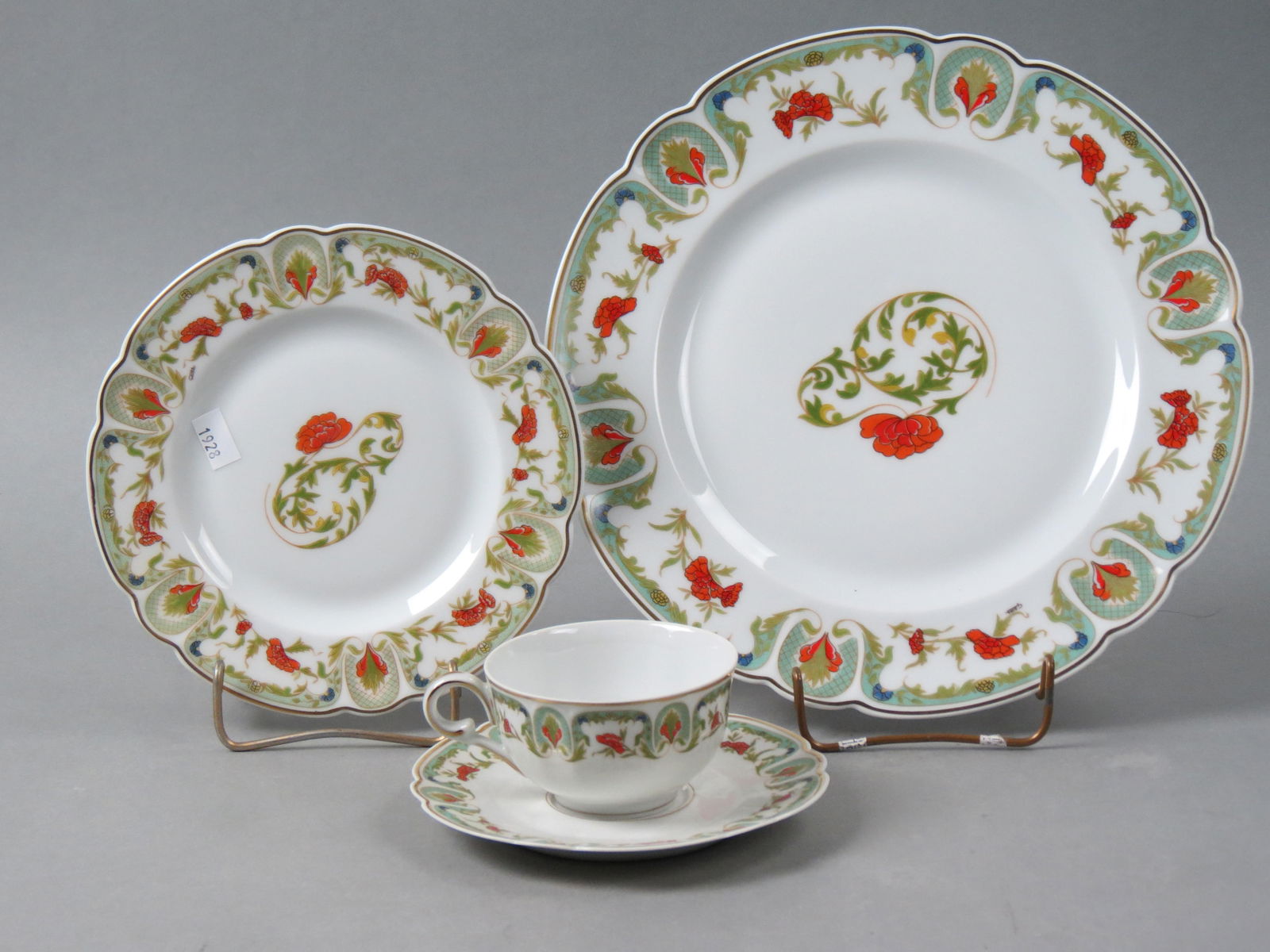 30 pcs. Limoges China "Mozart, Chantoung", by Charles Haviland, includes 8 dinner plates (10  1/2"), (1 of 5)