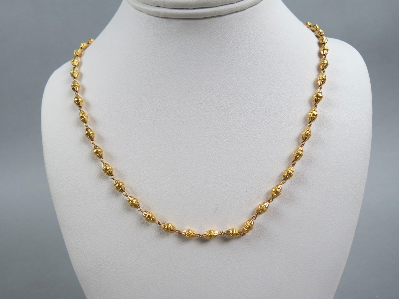 22K Gold Necklace, signed TBZ, fancy ovoid shape links, 21.4 grams, 24" long. (1 of 6)