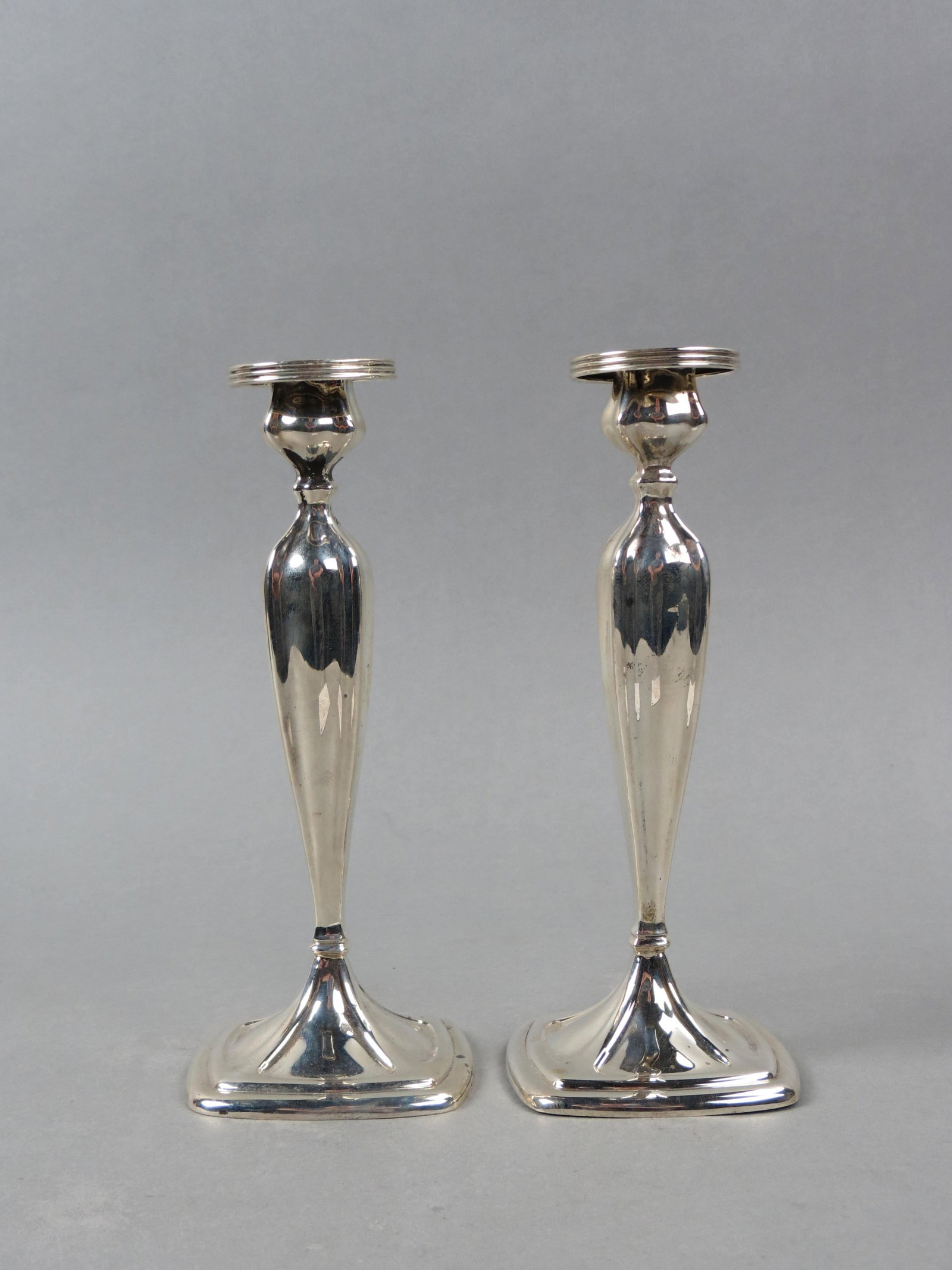 Pair of Sterling Silver Candlesticks by Webster, 7 3/4", weighted, 411 grams total. (1 of 4)