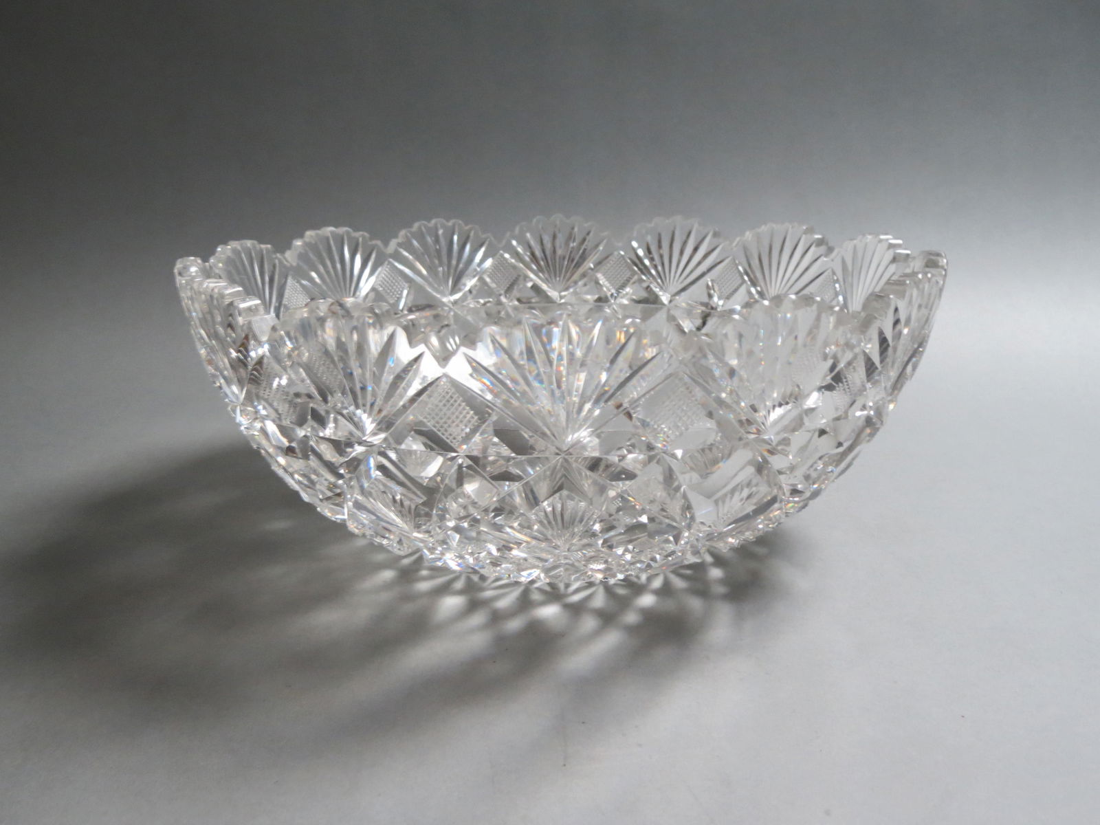Brilliant Period Cut Glass Large Centerpiece Bowl, superb overall cutwork, 12" diameter, 5" deep, (1 of 7)
