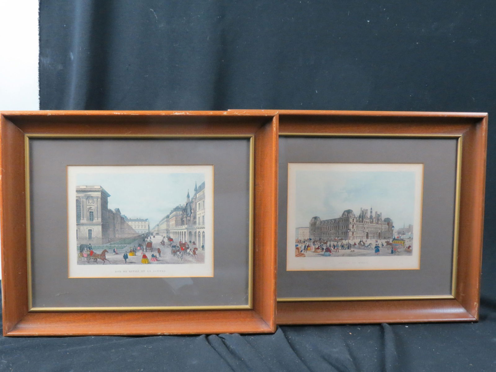 2 French Prints, Louvre & Hotel de Ville, each image area 6" X 8" plus mat and frames. (1 of 3)