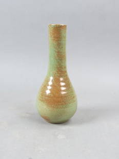 Shearwater Pottery Vase,: green and brown glaze, 9 3/4", signed, excellent...Shearwater Pottery was founded in 1928 by Peter Anderson with the support of his parents, George Walter Anderson and Annette McConnell Anderson. From