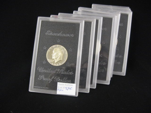 10 Proof Silver Eisenhower Dollars,: 1971 to 1979, special editions, in government holders
