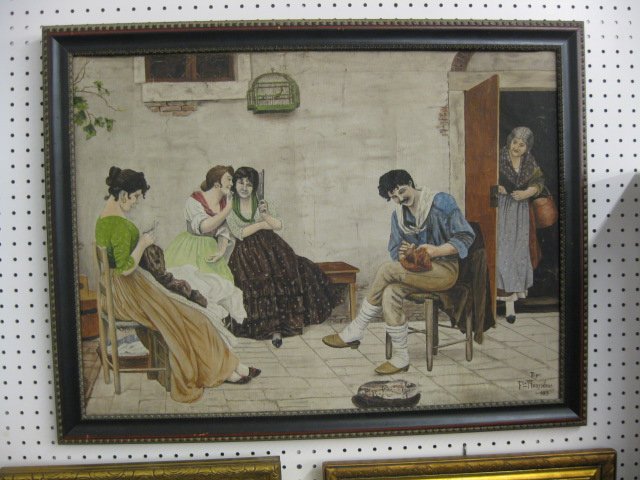 Franco Martinelli, oil, flirting situations,: signed and dated 1933, on canvas, image area 30" X 24".