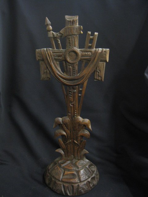 Black Forest Wood Carving of a Cross,: 15"