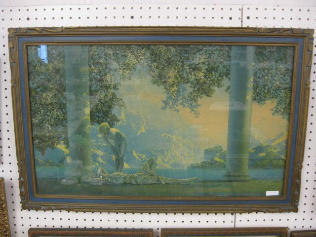 Maxfield Parrish Print "Daybreak",: image area 30" x 17", all original.
