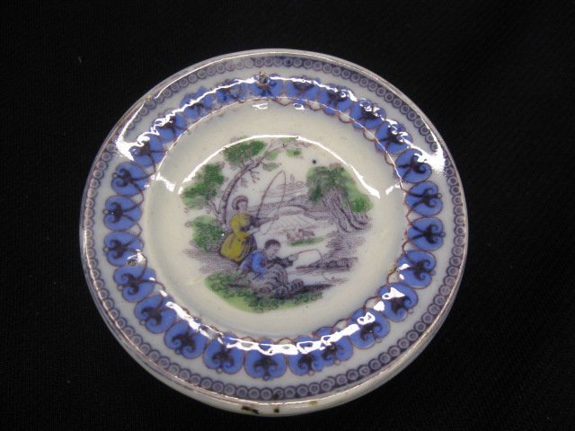8 Early Ironstone Transferware Butter Pats,: "Fishers", by C.E. & M., 3-1/4", excellent