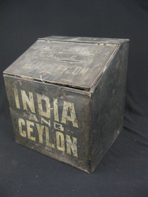 Victorian Tin Tea Box, "Edward's blended: India & Ceylon", 13-1/2" x 15"