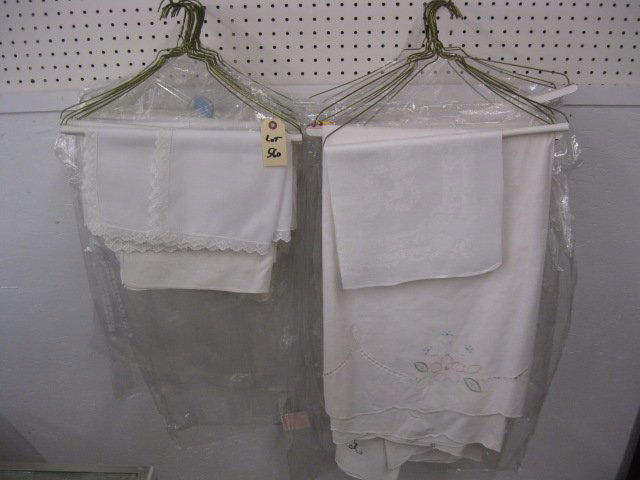 Lot of Estate Linens, tablecloths and napkins,: most still as returned from dry cleaners